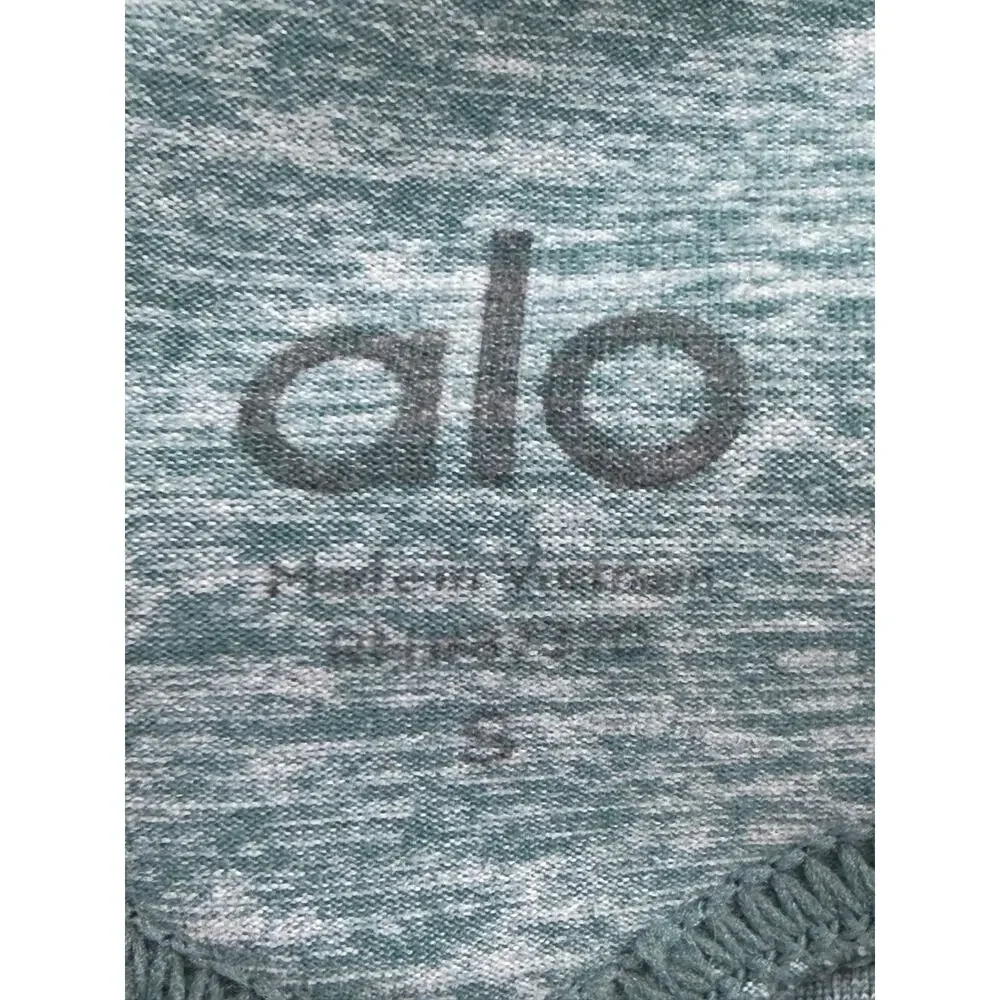 Alo Yoga High-Waist Goddess leggings in a heathered green teal color Small